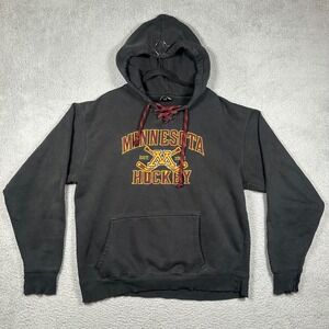 Signature Concepts Minnesota Hockey Hoodie XL Black Distressed Lace Up Gophers